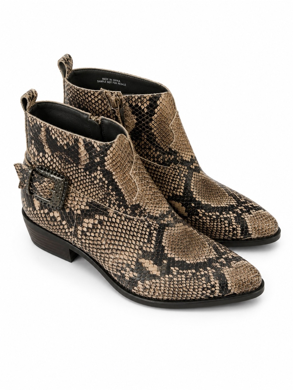 dolce vita Snake-Print Ankle Booties - Brown/Black size 6